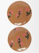 Bernadette - Set Of Two Floral Stoneware Side Plates - Womens - Gold