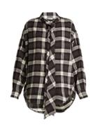Matchesfashion.com Balenciaga - New Swing Checked Cotton Flannel Shirt - Womens - Black White