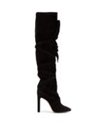 Matchesfashion.com Saint Laurent - Meurice Wraparound Suede Boots - Womens - Black