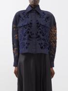 Biyan - Callum Floral-appliqu Denim Jacket - Womens - Navy