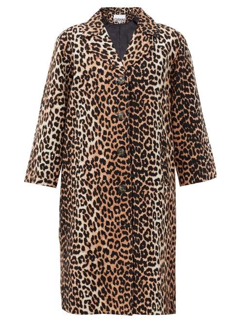 Matchesfashion.com Ganni - Single-breasted Leopard-print Linen-blend Coat - Womens - Leopard