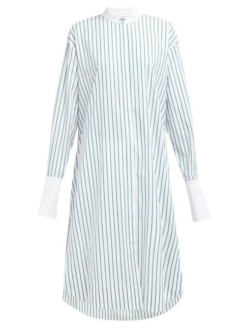 Matchesfashion.com Marina Moscone - Alex Striped Cotton Poplin Shirtdress - Womens - Green Stripe