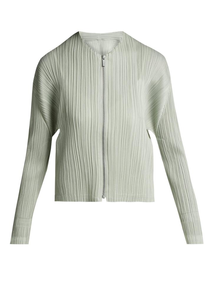 Pleats Please Issey Miyake Collarless Pleated Jacket