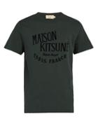 Matchesfashion.com Maison Kitsun - Palais Royal Logo Print Cotton T Shirt - Mens - Green