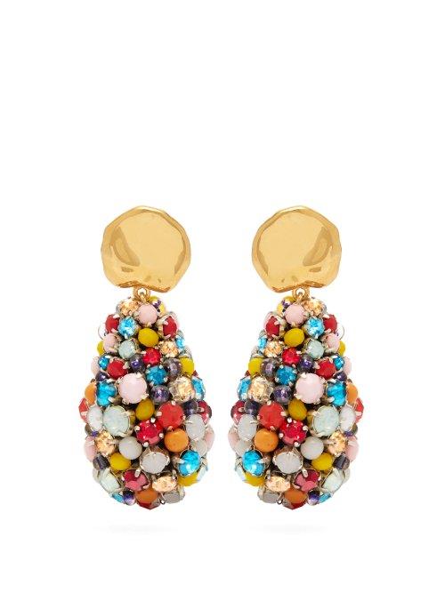 Matchesfashion.com Lizzie Fortunato - Roman Holiday Gold Plated Crystal Drop Earrings - Womens - Multi