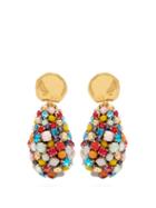 Matchesfashion.com Lizzie Fortunato - Roman Holiday Gold Plated Crystal Drop Earrings - Womens - Multi