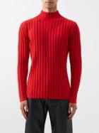 Sfr - Jay High-neck Ribbed Merino-blend Sweater - Mens - Red