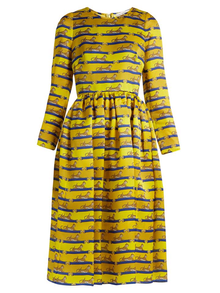 Mary Katrantzou Wilson Striped Cheetah-print Silk Dress