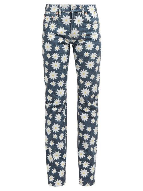 Matchesfashion.com Holiday Boileau - Daisy Print High Rise Jeans - Womens - Navy Multi