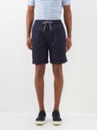 Brunello Cucinelli - Drawstring-waist Linen-blend Gabardine Shorts - Mens - Navy