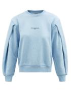 Ladies Rtw Stella Mccartney - Logo-print Pleated Cotton-jersey Sweatshirt - Womens - Blue