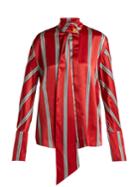 Roksanda Mila Pussybow Striped Silk Blouse