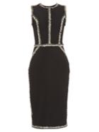 Oscar De La Renta Sleeveless Tweed-trimmed Pencil Dress