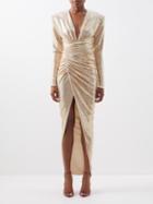 Alexandre Vauthier - V-neck Sequinned Jersey Dress - Womens - Light Pink