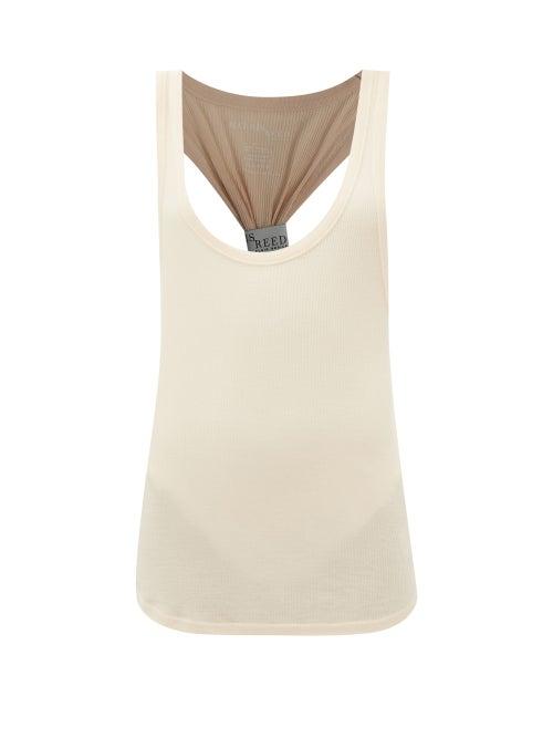 Harris Reed - Logo-tag Racerback Ribbed-jersey Tank Top - Womens - Nude