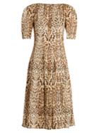 Adam Lippes Ocelot Leopard-print Cotton Midi Dress
