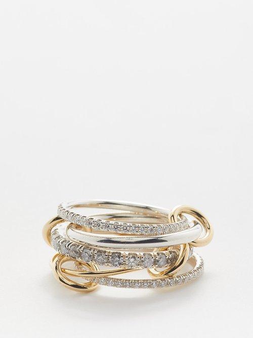 Spinelli Kilcollin - Aquarius Diamond, Sterling-silver & 18kt Gold Ring - Womens - Gold Multi