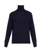 Matchesfashion.com Gucci - Gg Embroidered Wool Blend Roll Neck Sweater - Mens - Navy