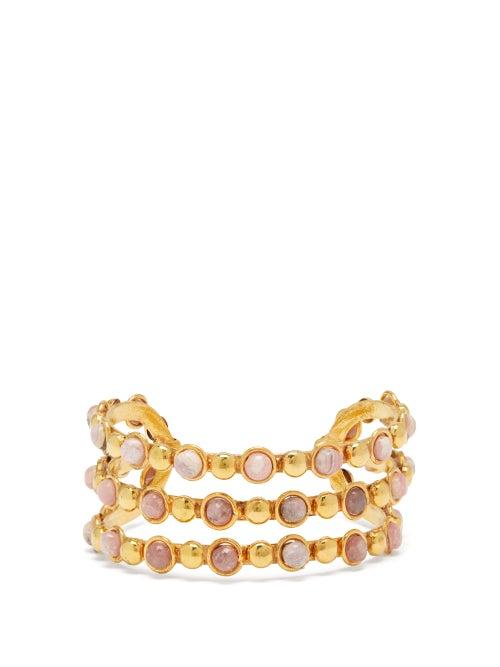 Matchesfashion.com Sylvia Toledano - Talitha Rodochrosite Cuff Bracelet - Womens - Gold