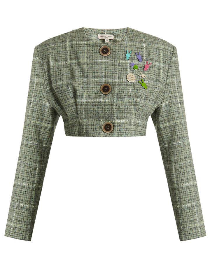 Natasha Zinko Collarless Cropped Wool-blend Tweed Jacket