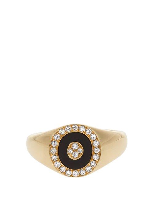 Matchesfashion.com Anissa Kermiche - Diamond, Onyx & Yellow Gold Ring - Womens - Yellow Gold