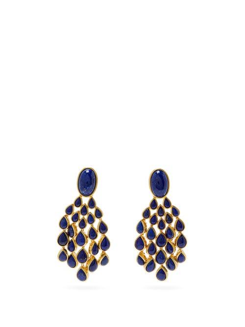 Matchesfashion.com Aurlie Bidermann - Cherokee Lapis & Gold-plated Drop Earrings - Womens - Blue Gold