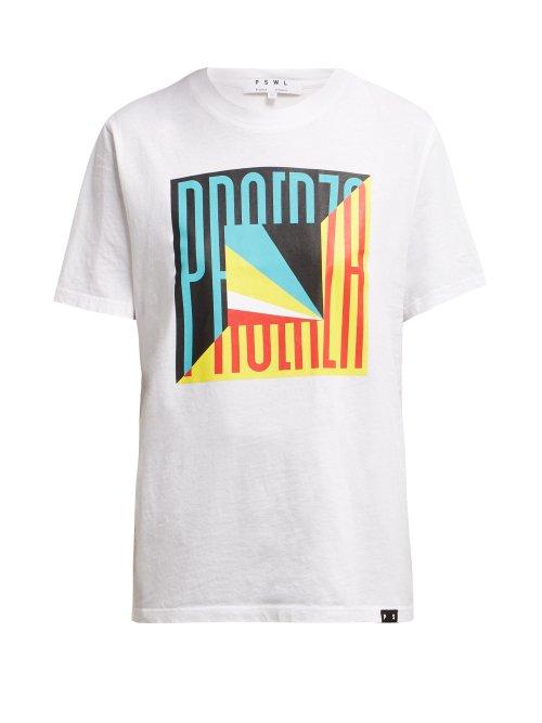 Matchesfashion.com Proenza Schouler Pswl - Logo Print Cotton T Shirt - Womens - White Multi