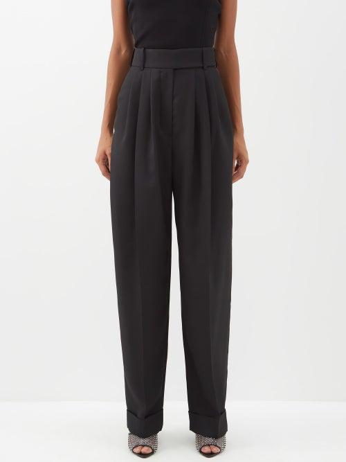 Alexandre Vauthier - Boyfriend Wool Tapered-leg Trousers - Womens - Black