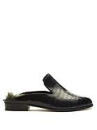 Robert Clergerie Alice Shearling-lined Leather Backless Loafers