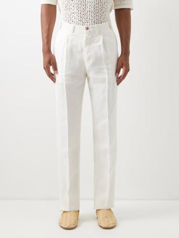 Giuliva Heritage - Vito Pleated Linen Trousers - Mens - White