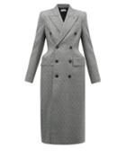 Matchesfashion.com Balenciaga - Hourglass Double Breasted Crosshatch Wool Coat - Womens - Grey Multi