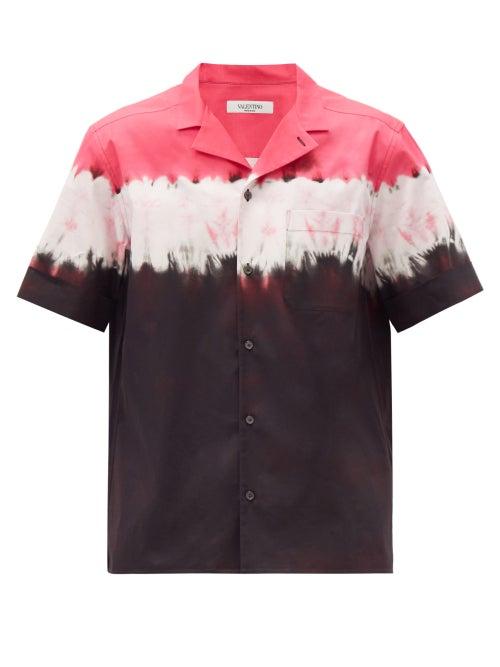 Matchesfashion.com Valentino - Tie-dye Cotton Bowling Shirt - Mens - Pink Multi