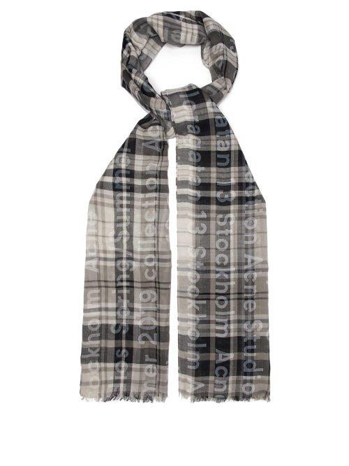 Matchesfashion.com Acne Studios - Vena Checked Cotton Scarf - Womens - Black