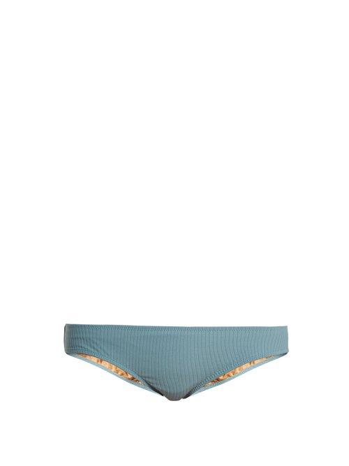 Matchesfashion.com Made By Dawn - Arrow Ribbed Bikini Briefs - Womens - Light Blue