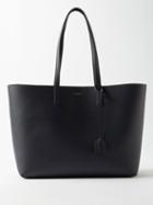 Saint Laurent - Shopper Textured-leather Tote Bag - Womens - Navy