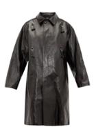 Matchesfashion.com Raf Simons - Oversized Ring-embellished Leather Coat - Womens - Black