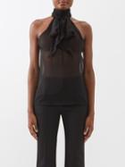 Saint Laurent - Halterneck-tie Silk-crepe Top - Womens - Black