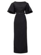 Matchesfashion.com Emilia Wickstead - Lilia Belted Seersucker-organza Maxi Dress - Womens - Black