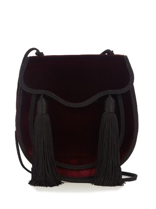 Saint Laurent Opium 2 Tassel-trimmed Velvet Shoulder Bag