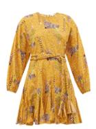 Matchesfashion.com Rhode - Ella Safari Print Cotton Voile Mini Dress - Womens - Yellow Multi
