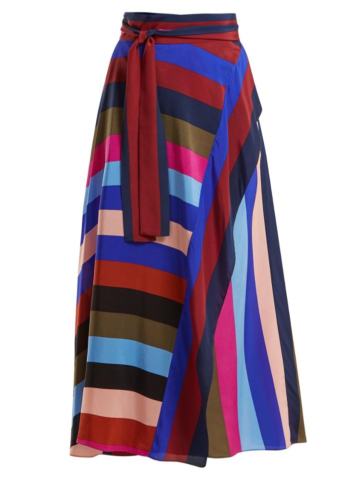 Diane Von Furstenberg Carson Striped Silk Wrap Skirt