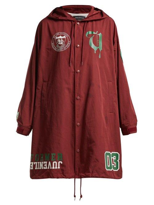 Matchesfashion.com Undercover - Graphic Print Long Hooded Coat - Womens - Burgundy