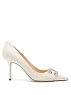Matchesfashion.com Jimmy Choo - Saresa 85 Crystal-embellished Leather Pumps - Womens - Cream