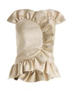 Matchesfashion.com Osman - Bette Ruffle Lam Top - Womens - Light Gold