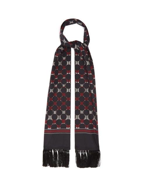 Matchesfashion.com Dolce & Gabbana - Fringed Polka-dot Print Silk-georgette Scarf - Mens - Multi