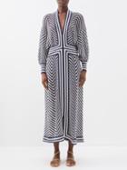 Eres - Stella Crochet-knit Dress - Womens - Navy Stripe