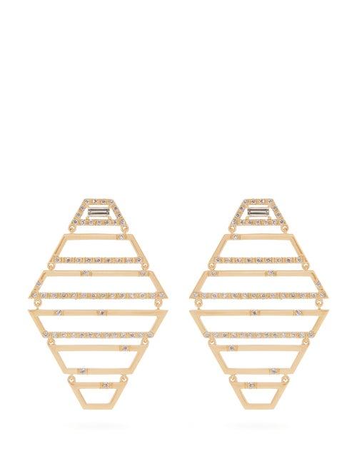 Matchesfashion.com Susan Foster - Trapeziod Diamond & 18kt Gold Earrings - Womens - Gold