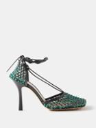 Bottega Veneta - Sparkle Stretch 90 Wraparound Pumps - Womens - Navy