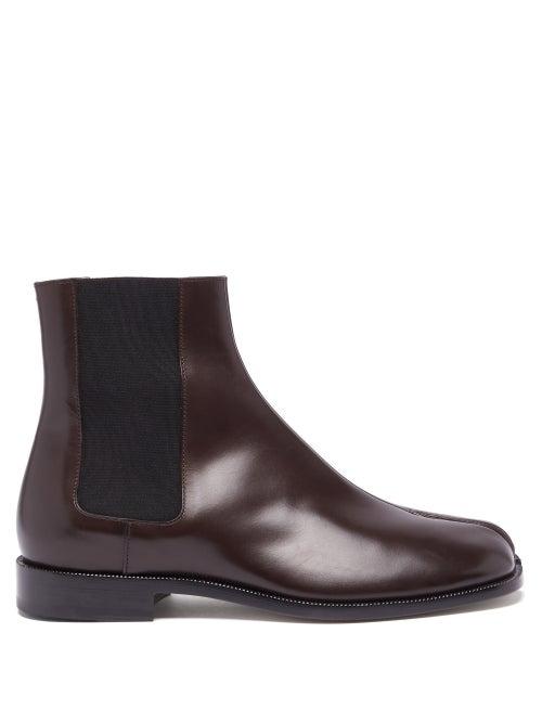 Mens Shoes Maison Margiela - Tabi Split-toe Leather Chelsea Boots - Mens - Dark Brown