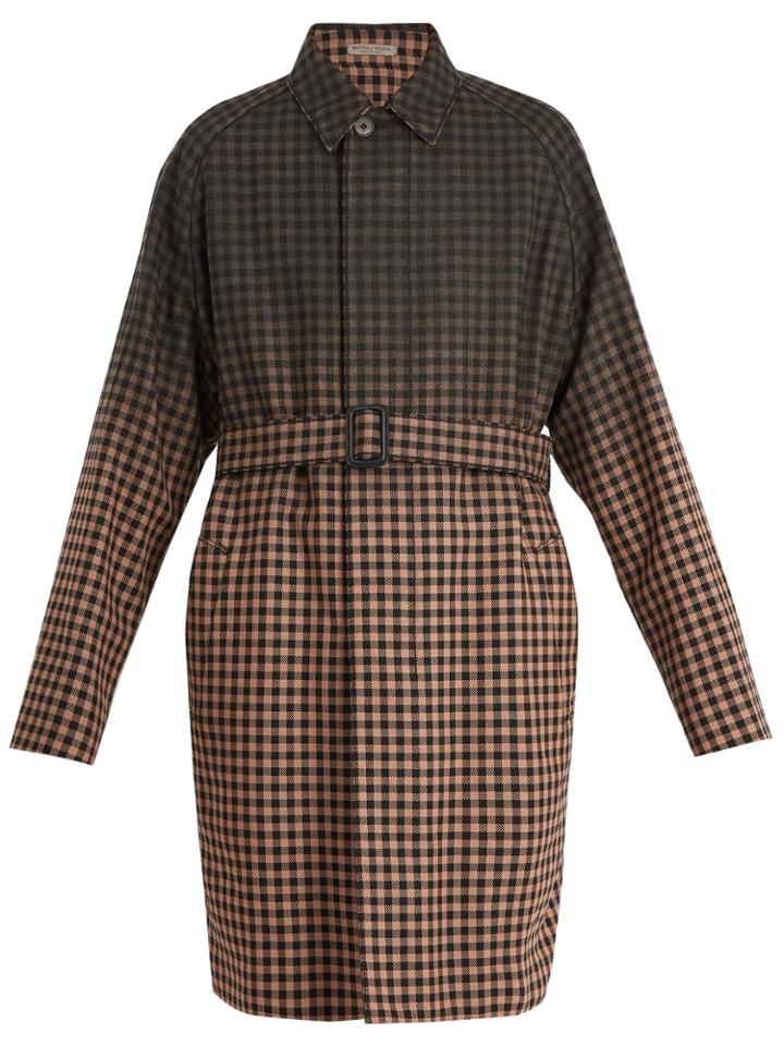 Bottega Veneta Single-breasted Degrad Checked Wool-blend Coat